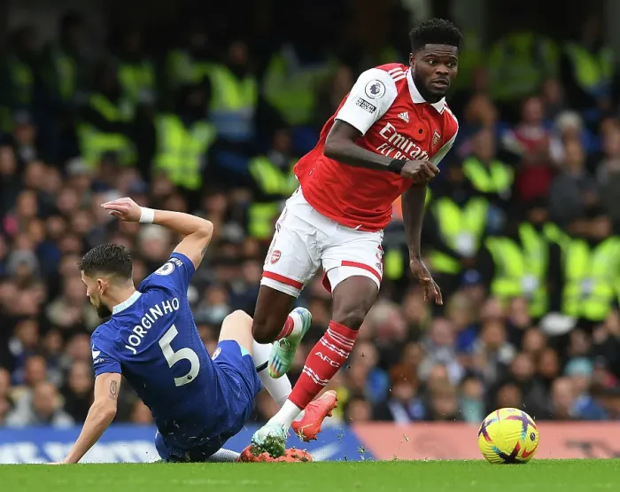 Framed Print : Thomas Partey Outpaces Jorginho: Arsenal vs. Chelsea, Premier League 2022-23