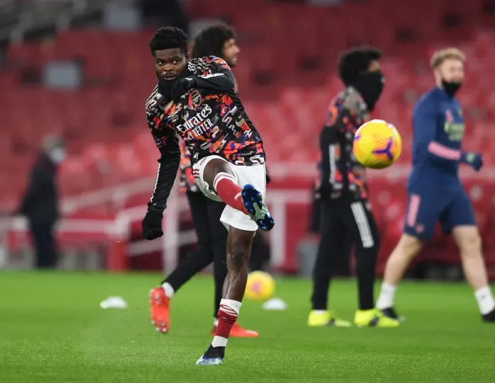 Framed Print : Thomas Partey Prepares for Empty Emirates Clash: Arsenal vs Manchester United (2020-21) Framed Print : Thomas Partey Prepares for Empty Emirates Clash: Arsenal vs Manchester United (2020-21)