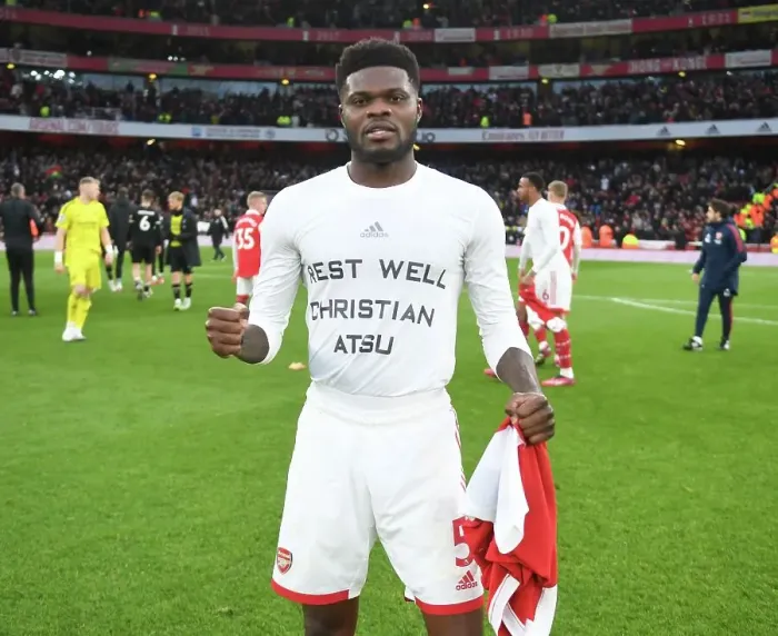 Framed Print : Thomas Partey Reacts After Arsenal's Victory Over AFC Bournemouth (2022-23) Framed Print : Thomas Partey Reacts After Arsenal's Victory Over AFC Bournemouth (2022-23)