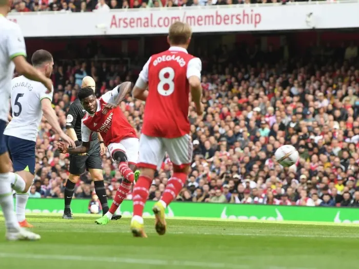 Framed Print : Thomas Partey Scores First Arsenal Goal: Arsenal FC vs. Tottenham Hotspur, Premier League 2022-23
