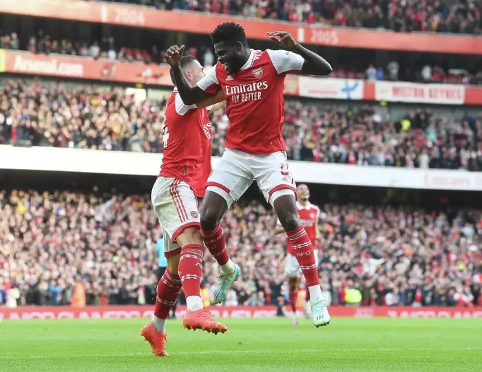 Framed Print : Thomas Partey Scores Fourth Goal: Arsenal FC Dominates Nottingham Forest in 2022-23 Premier League