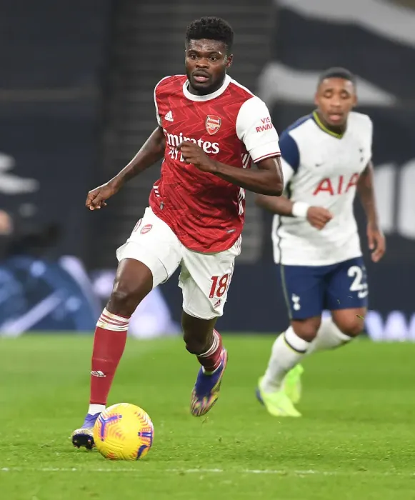 Framed Print : Thomas Partey Shines: Arsenal's Midfielder Stands Out in Intense London Derby vs. Tottenham Hotspur, Premier League 2020-21