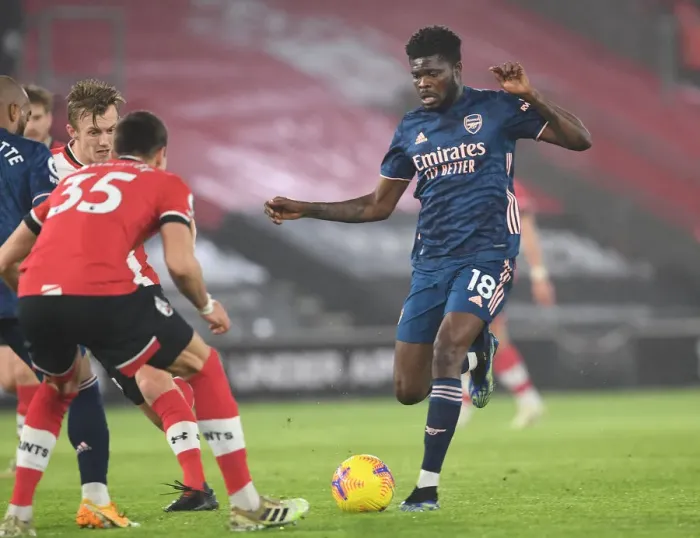 Framed Print : Thomas Partey at Empty Southampton Stadium: Arsenal's 2020-21 Premier League Match Amidst Coronavirus Restrictions Framed Print : Thomas Partey at Empty Southampton Stadium: Arsenal's 2020-21 Premier League Match Amidst Coronavirus Restrictions