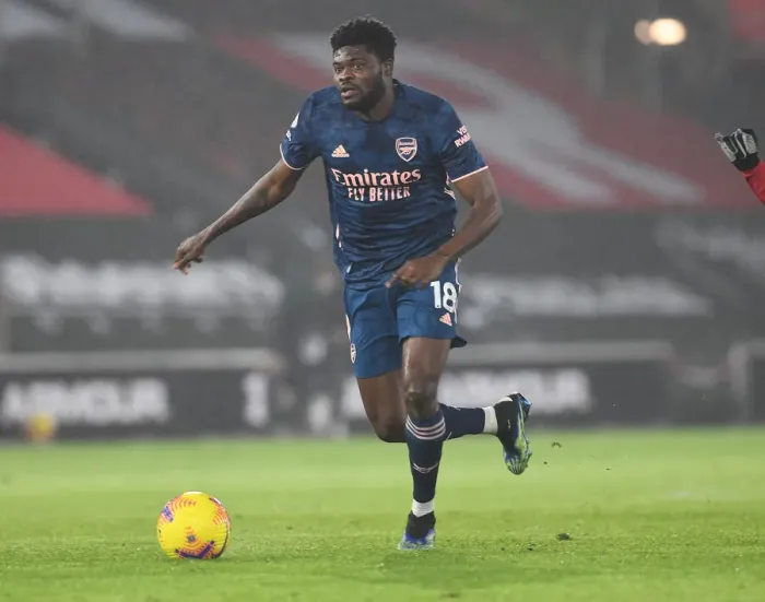 Framed Print : Thomas Partey at Empty Southampton Stadium: Arsenal's Premier League Match 2021