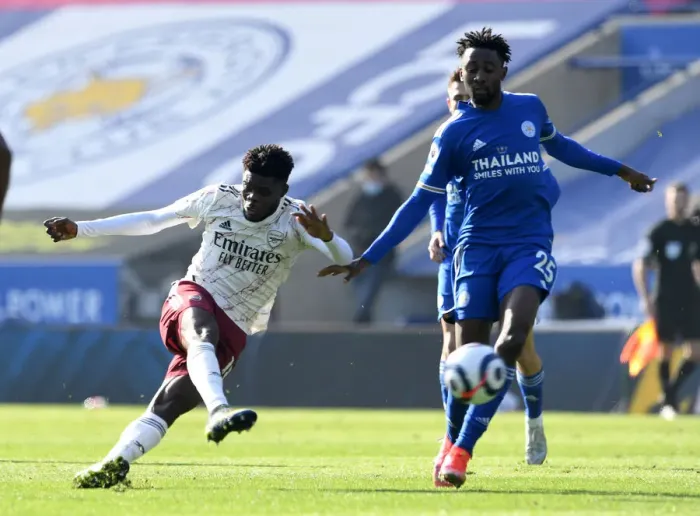 Framed Print : Thomas Partey vs. Wilfred Ndidi: A Premier League Battle at The King Power Stadium Framed Print : Thomas Partey vs. Wilfred Ndidi: A Premier League Battle at The King Power Stadium