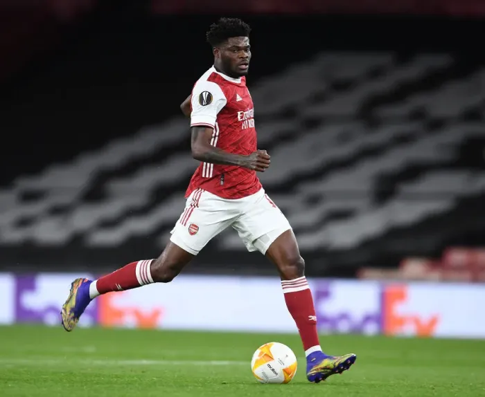 Framed Print : Thomas Partey's Quiet Battle: Arsenal's UEFA Europa League Clash Against Slavia Praha at Empty Emirates Stadium Framed Print : Thomas Partey's Quiet Battle: Arsenal's UEFA Europa League Clash Against Slavia Praha at Empty Emirates Stadium