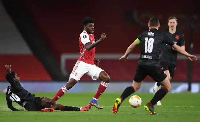 Framed Print : Thomas Partey's Quiet Battle: Arsenal's UEFA Europa League Quarterfinal at Empty Emirates Stadium Framed Print : Thomas Partey's Quiet Battle: Arsenal's UEFA Europa League Quarterfinal at Empty Emirates Stadium