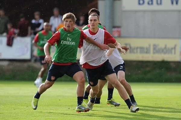 Thomas Vermaelen and Andrey Arshavin (Arsenal). Arsenal Training Camp, Bad Waltersdorf