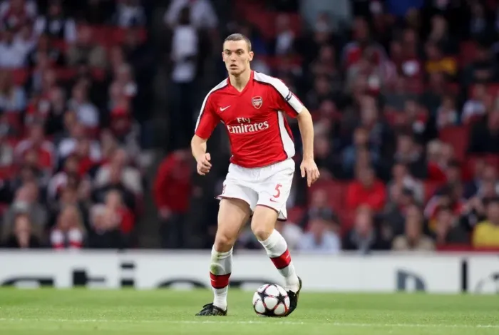 Framed Print : Thomas Vermaelen Celebrates Arsenal's 3:1 Victory Over Celtic in the UEFA Champions League Qualifier (2009)