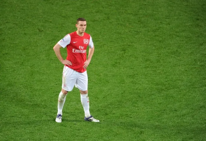 Framed Print : Thomas Vermaelen Focuses in Arsenal's Clash Against Wolverhampton Wanderers (2011-2012)