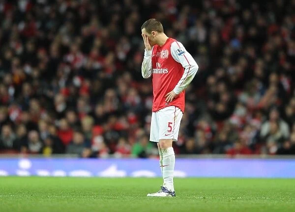 Thomas Vermaelen: Injured Arsenal Defender at Arsenal v Everton, Premier League 2011-12
