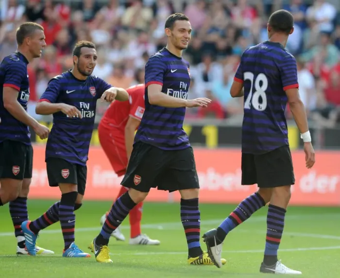 Framed Print : Thomas Vermaelen and Kieran Gibbs (Arsenal). Cologne 0: 4 Arsenal. Pre Season Friendly