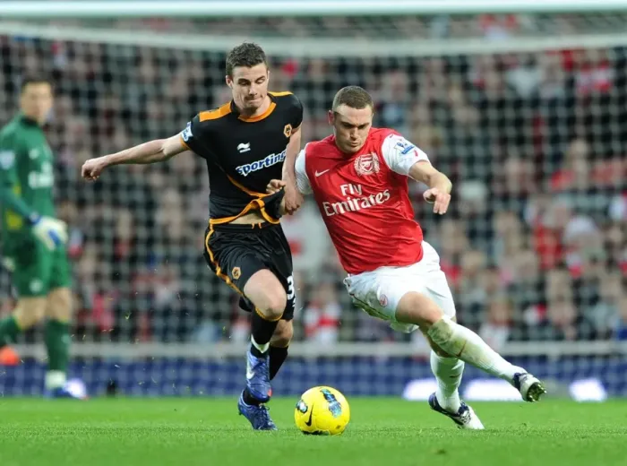 Framed Print : Thomas Vermaelen vs. Anthony Forde: A Battle at Emirates Stadium, Arsenal vs. Wolverhampton Wanderers, Premier League, 2011-2012