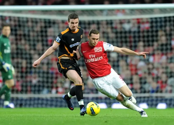 Framed Print : Thomas Vermaelen vs. Anthony Forde: A Premier League Showdown - Arsenal vs. Wolverhampton Wanderers (2011-2012)