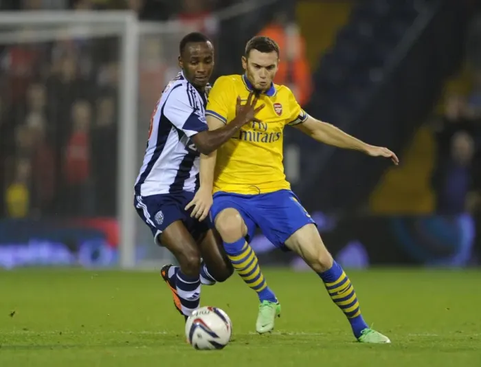 Framed Print : Thomas Vermaelen vs. Saido Berahino: A Battle in the Capital One Cup