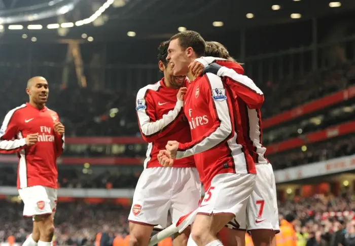 Framed Print : Thomas Vermaelen's Goal Celebration with Rosicky and Eduardo: Arsenal's 3rd Goal vs Bolton Wanderers (4:2), 2010 Framed Print : Thomas Vermaelen's Goal Celebration with Rosicky and Eduardo: Arsenal's 3rd Goal vs Bolton Wanderers (4:2), 2010