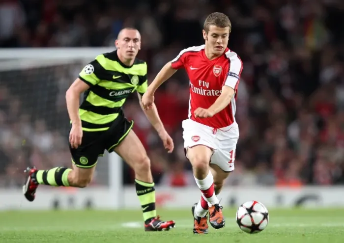 Framed Print : Thrilling Arsenal Victory: Jack Wilshere's Dominance Over Scott Brown in the UEFA Champions League Clash - Arsenal 3:1 Celtic