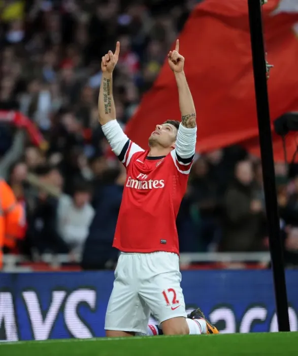Framed Print : Thrilling Celebration: Olivier Giroud Scores for Arsenal Against Southampton (2013) Framed Print : Thrilling Celebration: Olivier Giroud Scores for Arsenal Against Southampton (2013)