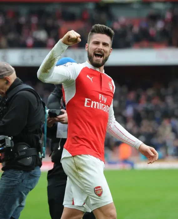 Framed Print : Thrilling Celebration: Olivier Giroud's Goal Against Leicester City (Arsenal 2015-16) Framed Print : Thrilling Celebration: Olivier Giroud's Goal Against Leicester City (Arsenal 2015-16)