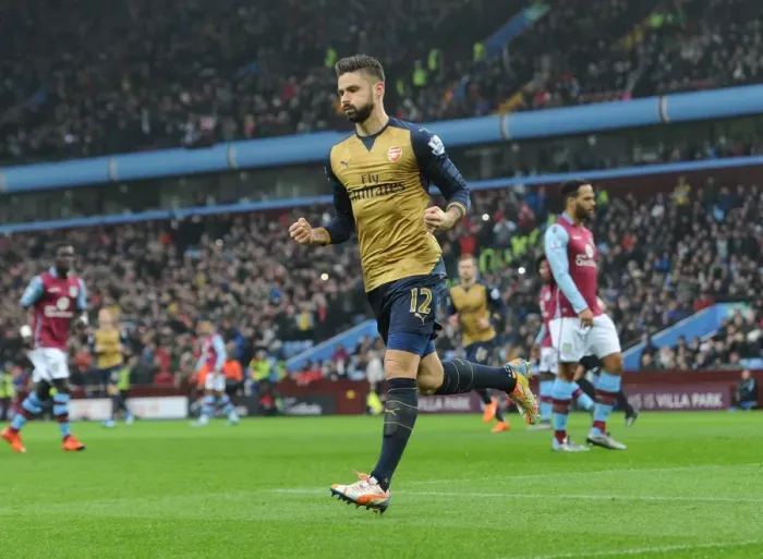 Framed Print : Thrilling Goal: Olivier Giroud Scores for Arsenal against Aston Villa, Premier League 2015-16 Framed Print : Thrilling Goal: Olivier Giroud Scores for Arsenal against Aston Villa, Premier League 2015-16