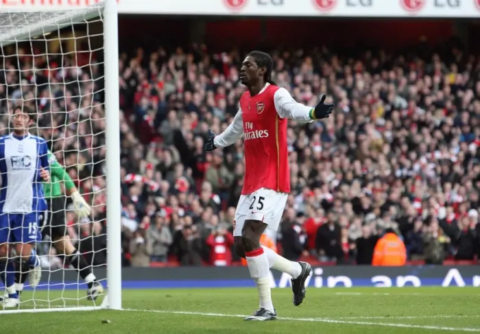 Framed Print : Thrilling Moment: Adebayor Scores Dramatic Equalizer for Arsenal vs. Birmingham, Barclays Premier League, Emirates Stadium (12 / 1 / 08) Framed Print : Thrilling Moment: Adebayor Scores Dramatic Equalizer for Arsenal vs. Birmingham, Barclays Premier League, Emirates Stadium (12 / 1 / 08)