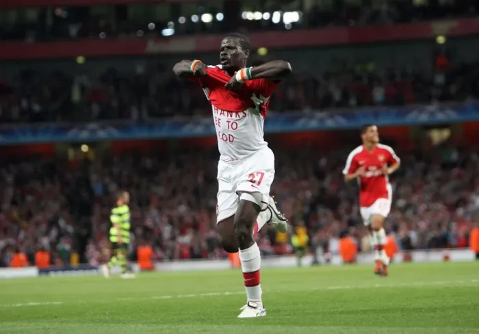Framed Print : Thrilling Moment: Emmanuel Eboue Scores the Decisive Goal for Arsenal in UEFA Champions League Victory over Celtic Framed Print : Thrilling Moment: Emmanuel Eboue Scores the Decisive Goal for Arsenal in UEFA Champions League Victory over Celtic