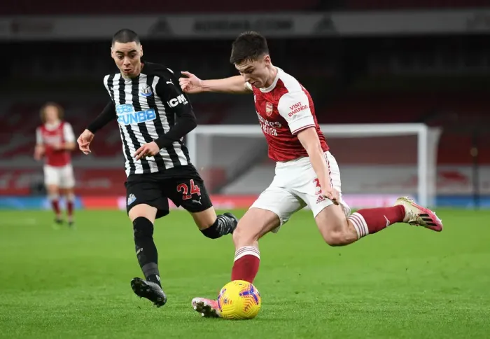 Framed Print : Tierney vs Almiron: A Battle in Empty Emirates - Arsenal vs Newcastle United (2020-21) Framed Print : Tierney vs Almiron: A Battle in Empty Emirates - Arsenal vs Newcastle United (2020-21)