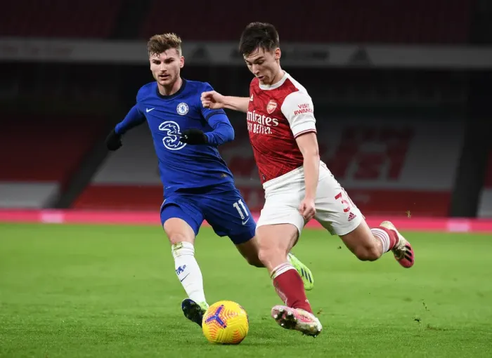 Framed Print : Tierney vs. Werner: A Premier League Showdown at the Emirates - Arsenal vs. Chelsea Framed Print : Tierney vs. Werner: A Premier League Showdown at the Emirates - Arsenal vs. Chelsea