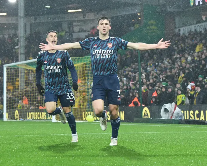 Framed Print : Tierney's Double: Arsenal Overpower Norwich in Premier League