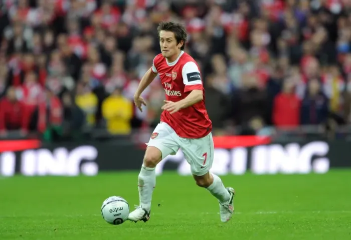 Framed Print : Tomas Rosicky in Action: Arsenal's Defeat in the Carling Cup Final against Birmingham City (2011) Framed Print : Tomas Rosicky in Action: Arsenal's Defeat in the Carling Cup Final against Birmingham City (2011)