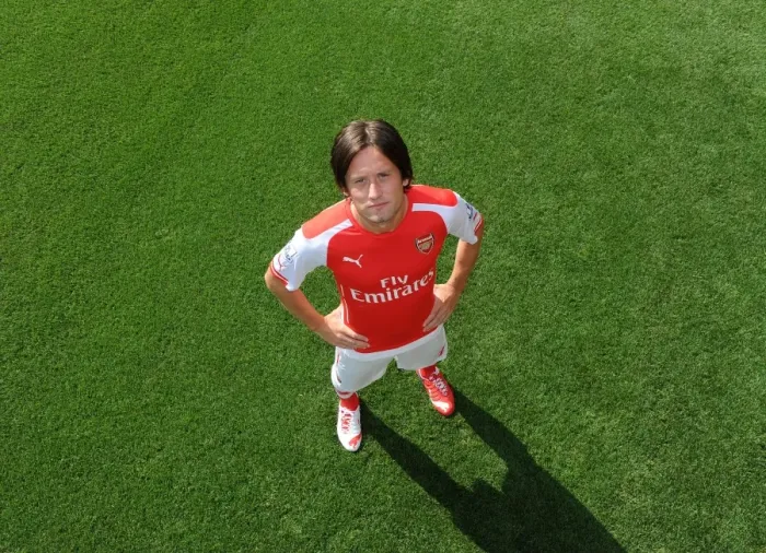 Framed Print : Tomas Rosicky (Arsenal). Arsenal 1st Team Photocall. Emirates Stadium, 7  /  8  /  14. Credit