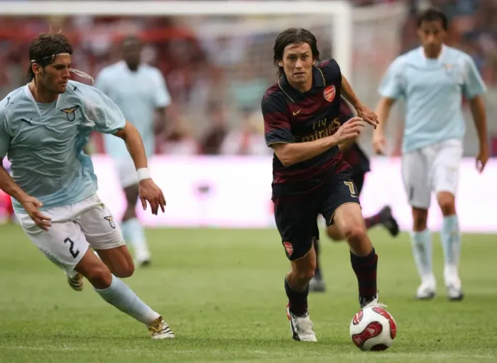 Framed Print : Tomas Rosicky (Arsenal) Guglielmo Stendardo (Lazio)