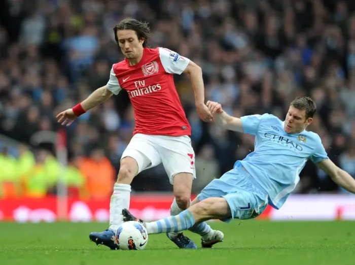 Framed Print : Tomas Rosicky (Arsenal) James Milner (Man City). Arsenal 1: 0 Manchester City Framed Print : Tomas Rosicky (Arsenal) James Milner (Man City). Arsenal 1: 0 Manchester City