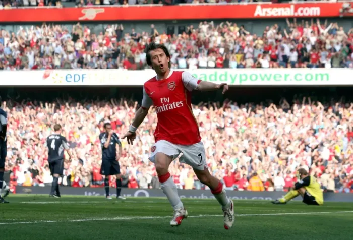 Framed Print : Tomas Rosicky celebrates scoring Arsenals 1st goal Framed Print : Tomas Rosicky celebrates scoring Arsenals 1st goal