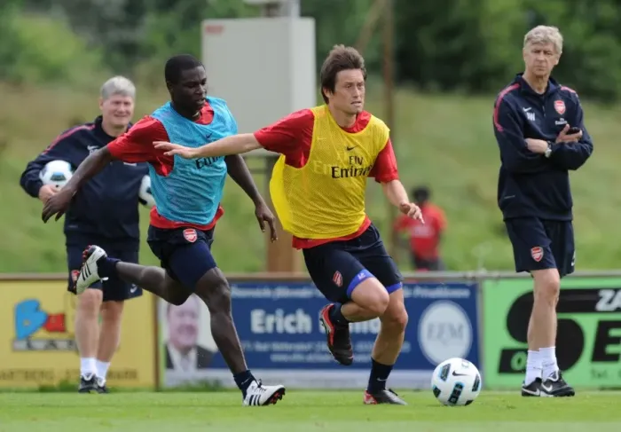 Framed Print : Tomas Rosicky and Emmanuel Eboue (Arsenal). Arsenal Training Camp, Bad Waltersdorf Framed Print : Tomas Rosicky and Emmanuel Eboue (Arsenal). Arsenal Training Camp, Bad Waltersdorf