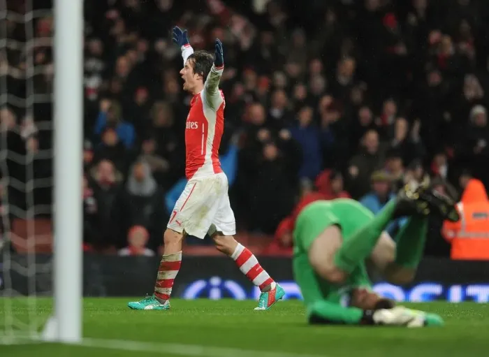 Framed Print : Tomas Rosicky's Brilliant Double: Arsenal vs. Queens Park Rangers, Premier League 2014-15