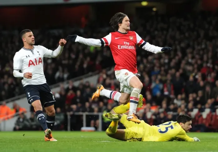 Framed Print : Tomas Rosicky's Stunning FA Cup Goal: Arsenal's Upset Over Tottenham, 2013-14 - Rosicky Scores Past Lloris