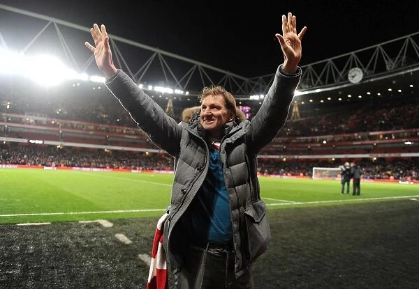Tony Adams Waves to Arsenal Fans at Half Time against Manchester United, 2014