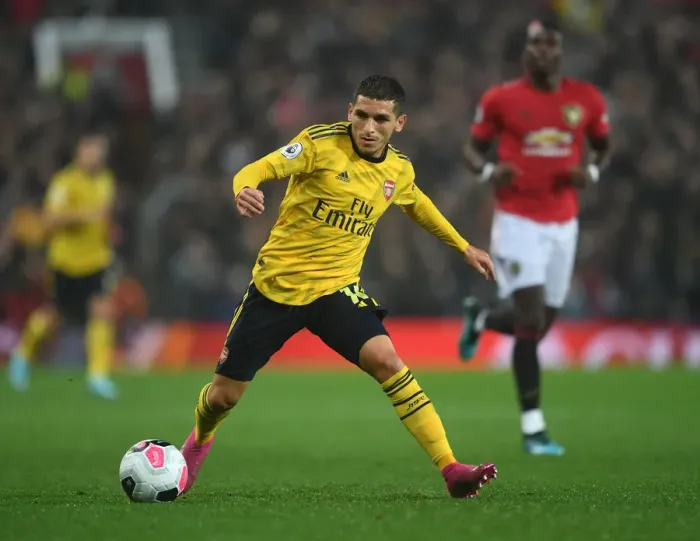 Framed Print : Torreira in Action: Manchester United vs. Arsenal, Premier League 2019-20