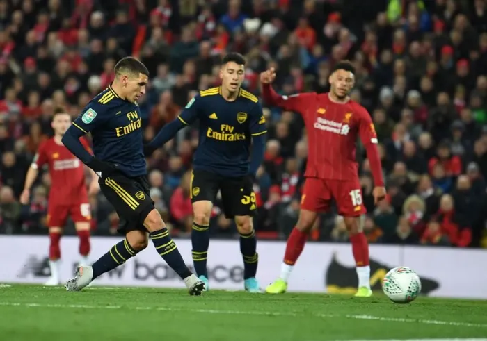 Framed Print : Torreira Scores First as Arsenal Upsets Liverpool in Carabao Cup Framed Print : Torreira Scores First as Arsenal Upsets Liverpool in Carabao Cup