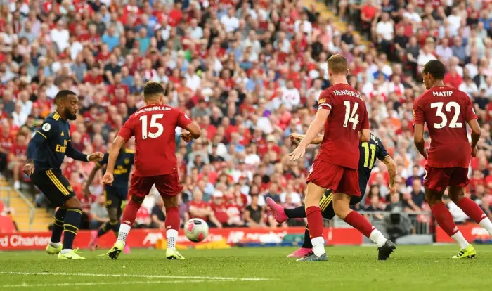 Framed Print : Torreira Scores the Winner: Liverpool vs. Arsenal, Premier League 2019-20 Framed Print : Torreira Scores the Winner: Liverpool vs. Arsenal, Premier League 2019-20