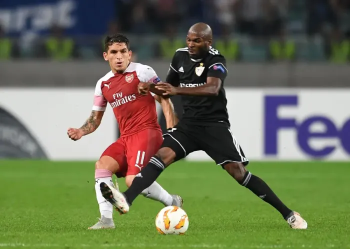 Framed Print : Torreira vs Emeqara: Clash in the Europa League between Qarabag and Arsenal Framed Print : Torreira vs Emeqara: Clash in the Europa League between Qarabag and Arsenal