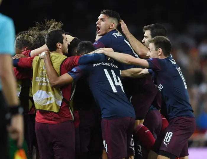 Framed Print : Torreira's Double Strike: Arsenal's Europa League Semi-Final Triumph Over Valencia Framed Print : Torreira's Double Strike: Arsenal's Europa League Semi-Final Triumph Over Valencia