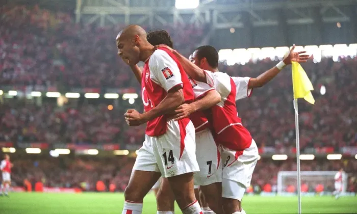 Framed Print : Triumph at The Millennium: Pires, Henry, and Cole Celebrate Arsenal's FA Cup Win over Southampton (1:0) Framed Print : Triumph at The Millennium: Pires, Henry, and Cole Celebrate Arsenal's FA Cup Win over Southampton (1:0)