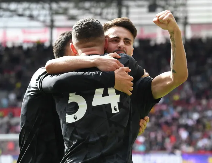 Framed Print : Triumphant Moment: Fabio Vieira and Granit Xhaka Celebrate Arsenal's Goals Against Brentford (2022-23) Framed Print : Triumphant Moment: Fabio Vieira and Granit Xhaka Celebrate Arsenal's Goals Against Brentford (2022-23)