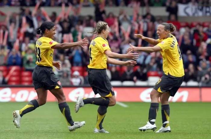 Framed Print : Triumphant Moment: Jayne Ludlow Scores Double as Arsenal Women Claim FA Cup Victory Framed Print : Triumphant Moment: Jayne Ludlow Scores Double as Arsenal Women Claim FA Cup Victory