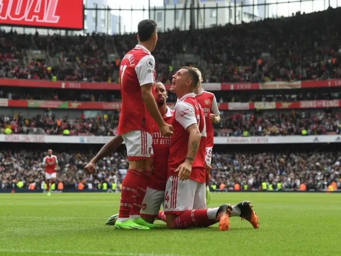 Framed Print : Triumphant Threesome: Jesus, Martinelli, Xhaka's Unforgettable Goal Celebration vs. Tottenham (2022-23 Premier League) Framed Print : Triumphant Threesome: Jesus, Martinelli, Xhaka's Unforgettable Goal Celebration vs. Tottenham (2022-23 Premier League)