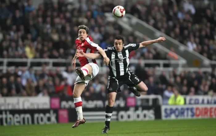 Framed Print : Triumphant Triangle: Nasri and Enrique Clash in Arsenal's 3-1 Victory over Newcastle