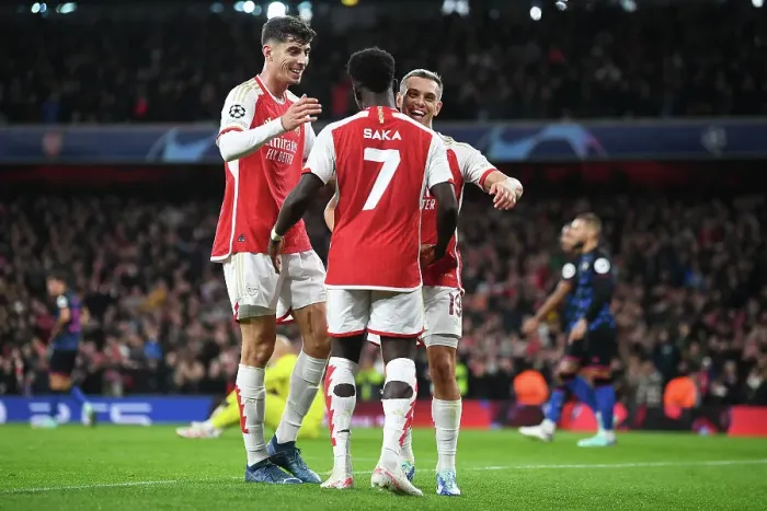 Framed Print : Trossard Scores First Arsenal Goal: Arsenal 1-0 Sevilla, Champions League 2023 / 24