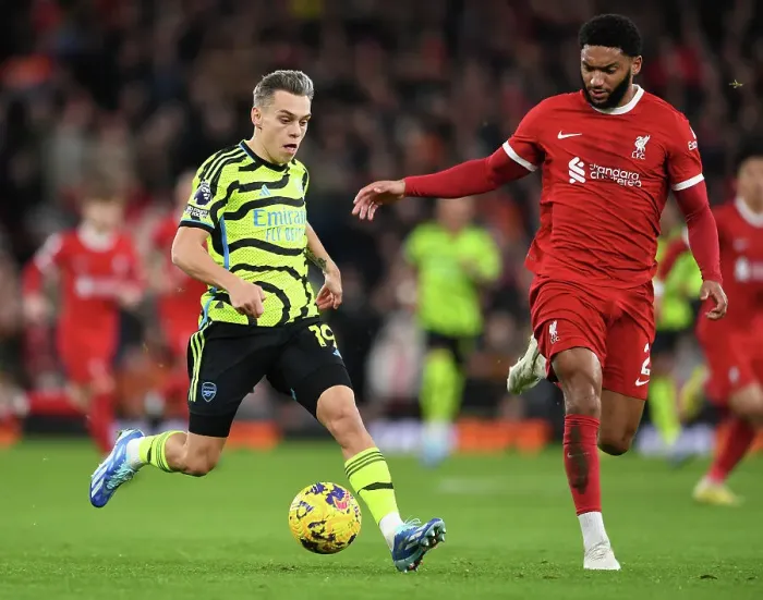 Framed Print : Trossard vs. Gomez: A Riveting Battle at Anfield - Premier League 2023-24 Framed Print : Trossard vs. Gomez: A Riveting Battle at Anfield - Premier League 2023-24